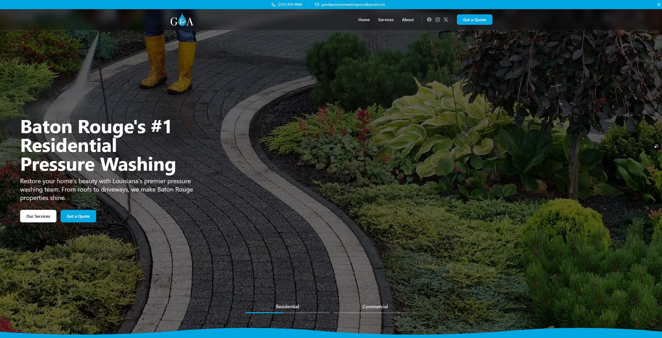 Screenshot of G&A Pressure Washing 